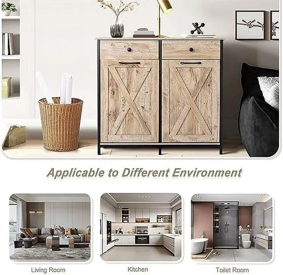 Double Tilt Out Trash Cabinet with Hideaway Drawer A2933