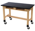 Black Wood Lab Table with Chemical Resistant Top T6807