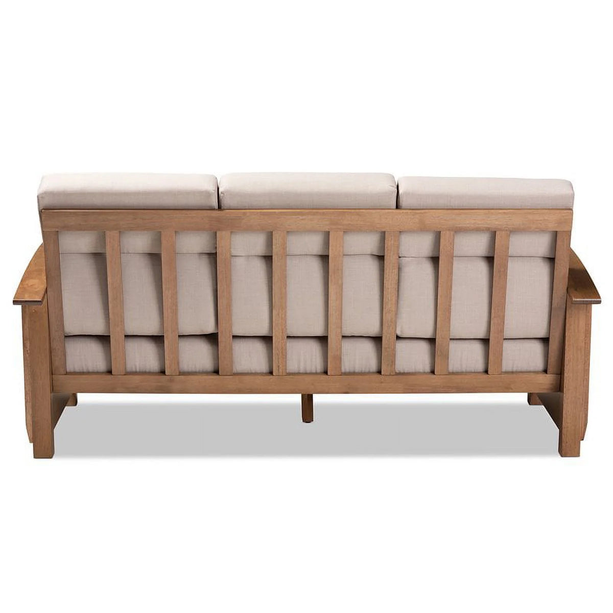 Modern Wood Fabric 3-Seater Sofa in Taupe Walnut Brown R4597