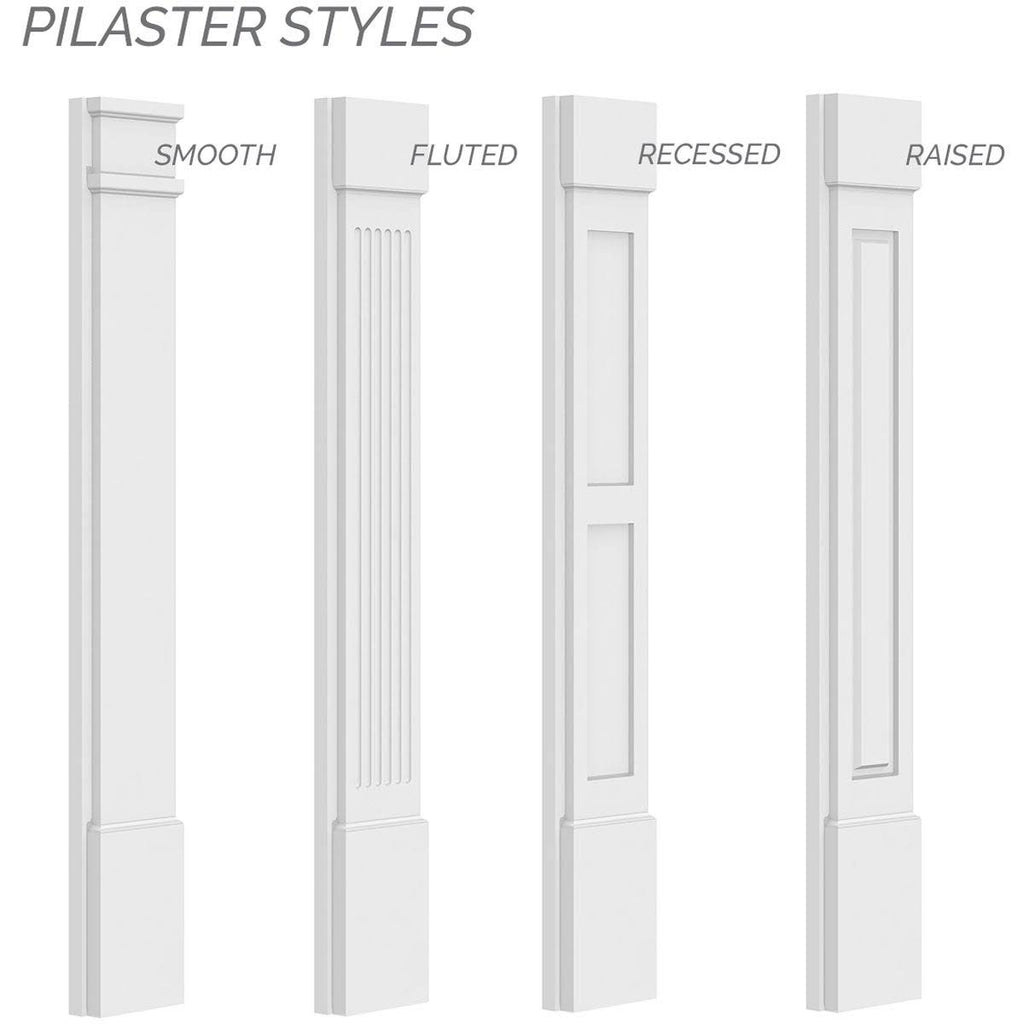 Two Equal Raised Panel PVC Pilaster with Standard Capital & Base (Pair) Y4951