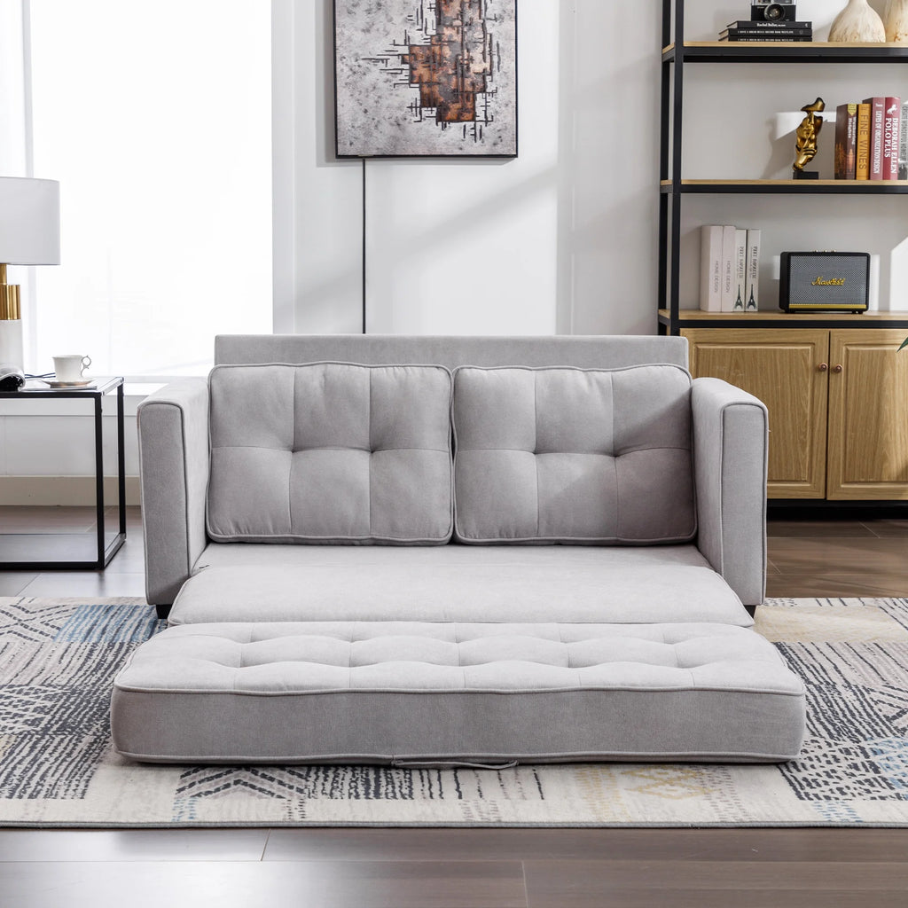 Grey Upholstered Loveseat Sofa with Pull-Out Bed U790