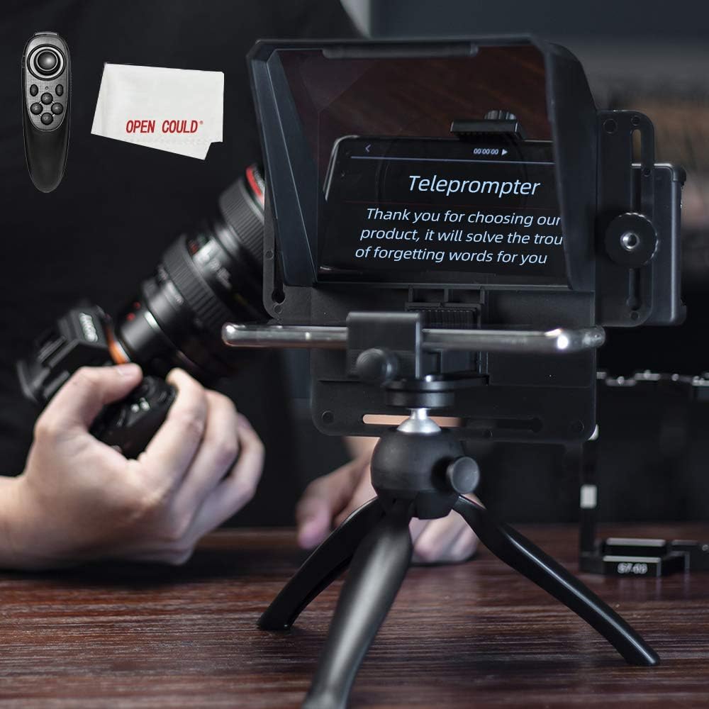 Portable Teleprompter Kit with Remote Control for Phone and DSLR Recording Pack of 2 Q7335