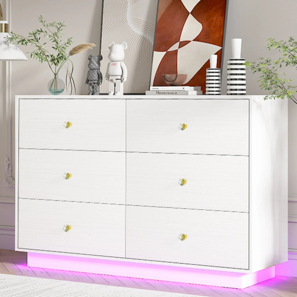 White 6 Drawer Dresser A6992