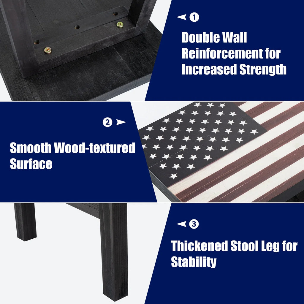Wooden American Flag Patio Bench X296