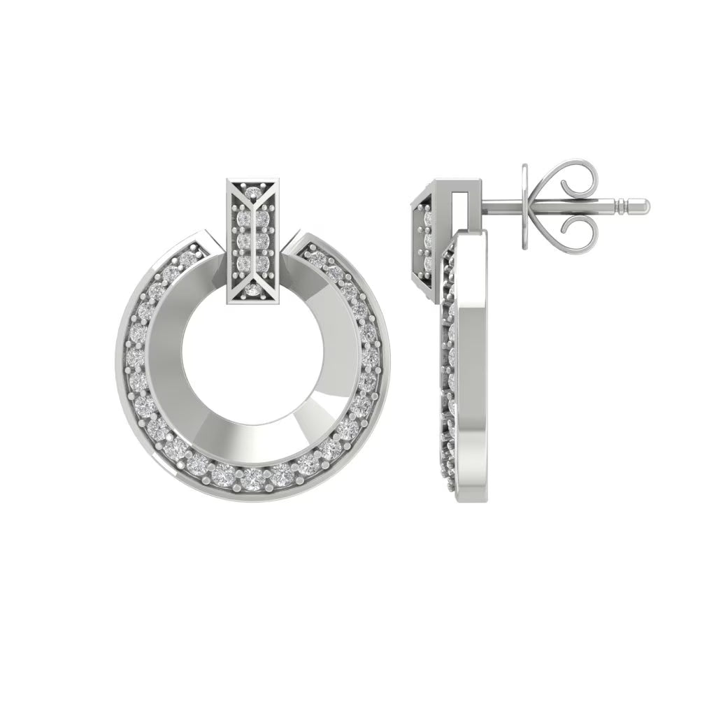 14K White Gold Diamond Cluster Stud Earrings K151