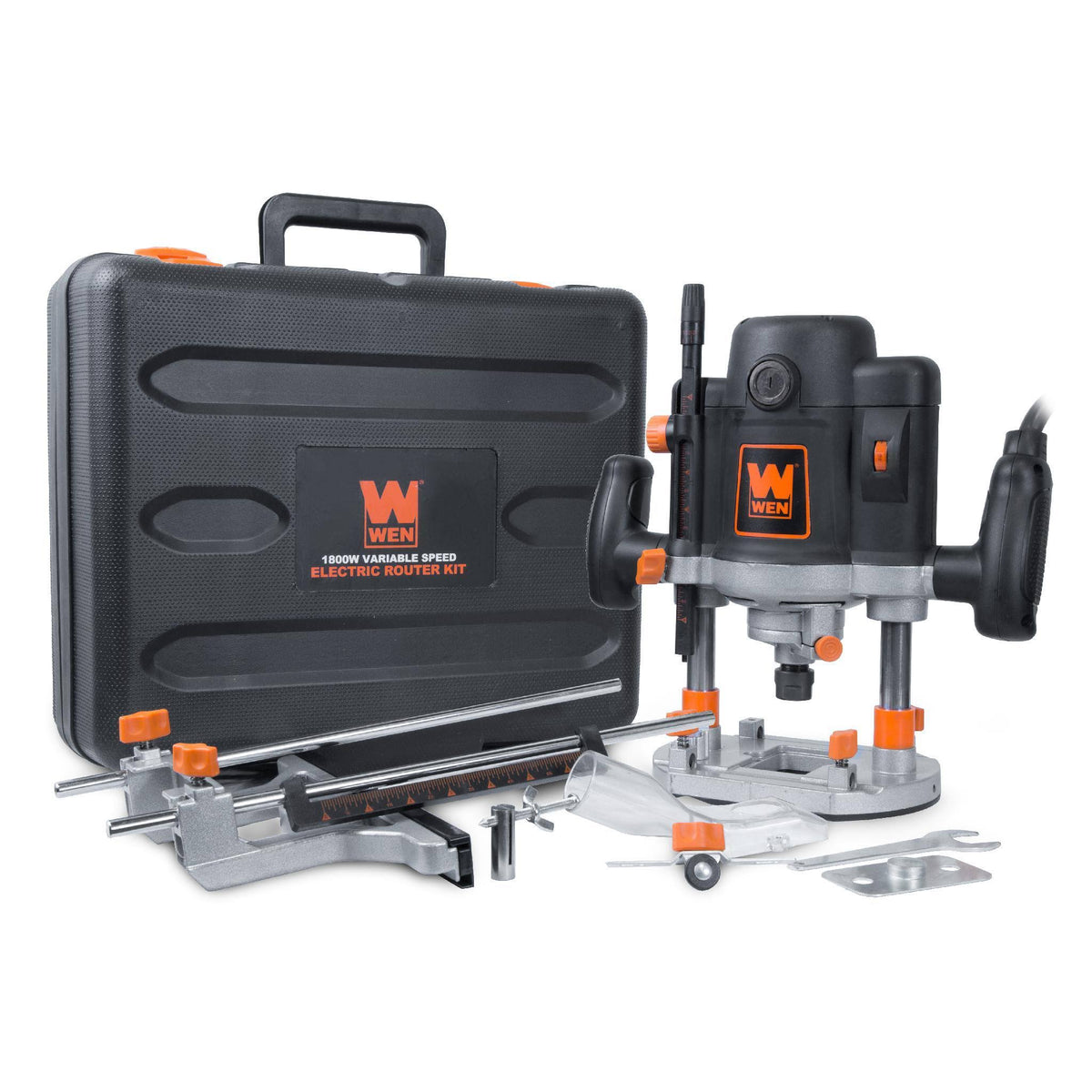 Variable Speed Plunge Woodworking Router Kit with Carrying Case & Edge Guide N94529