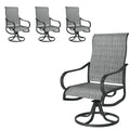 Grey White Set of 2 High Back Padded Swivel Patio Chairs Y6411
