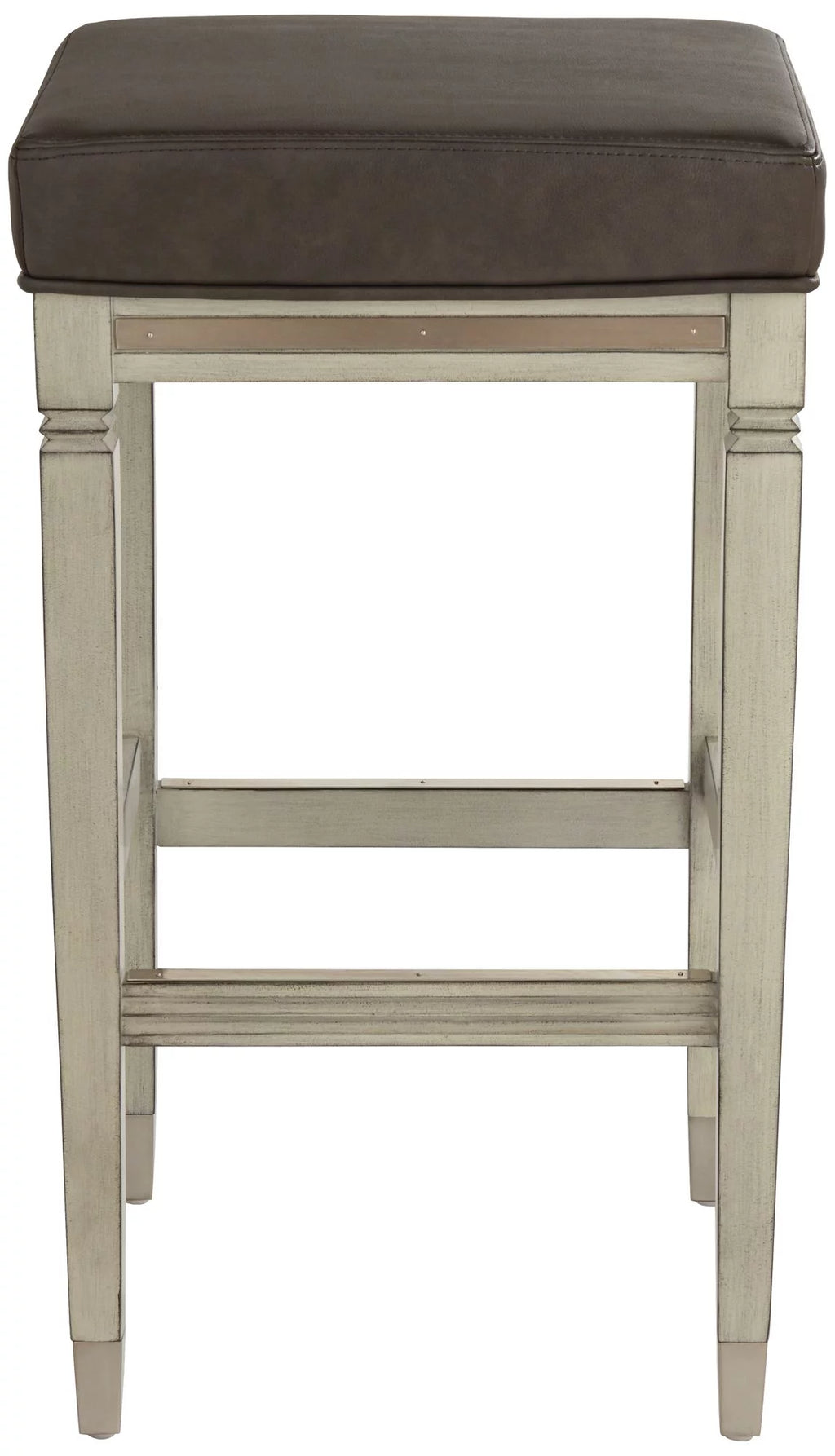 Wood Bar Stool Gray Faux Leather Footrest R716473