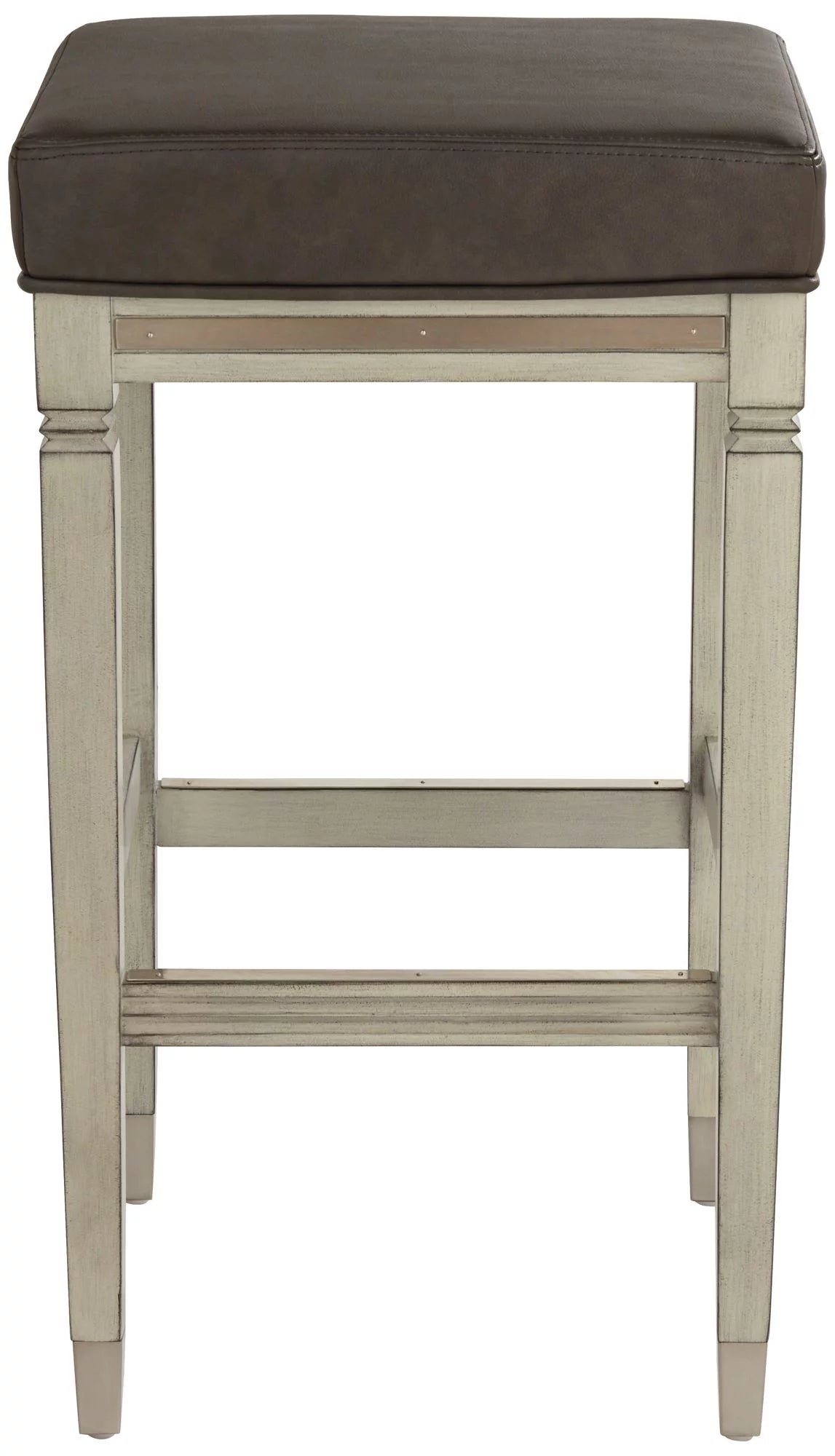 Wood Bar Stool Gray Faux Leather Footrest R716473