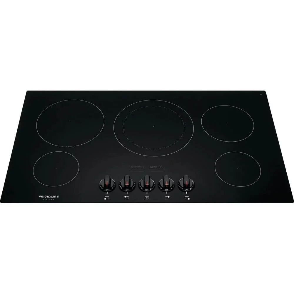 36 Electric Cooktop with 5 Elements Ceramic Glass in Black S661