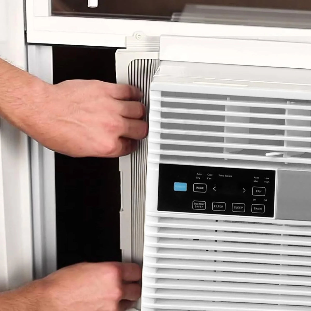 Single Phase Window Air Conditioner Unit with LED Display and Installation Kit, White J870517