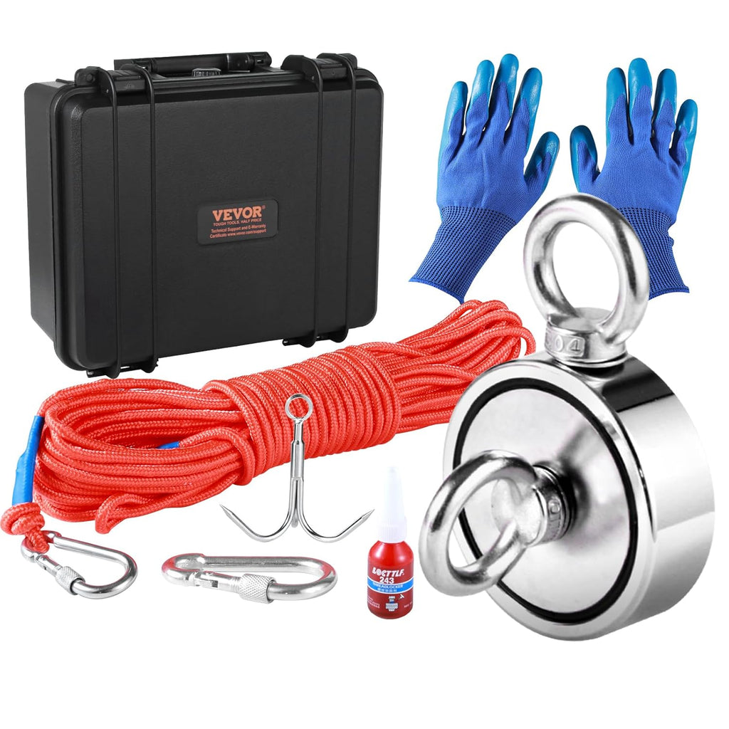 1200 LBS Double Sided Neodymium Magnet Fishing Kit with 65 FT Rope N76643
