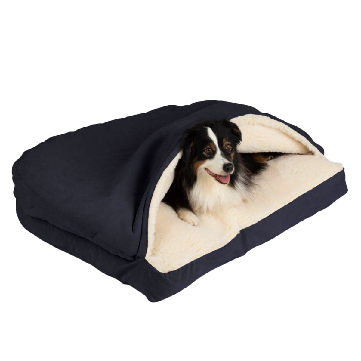 Navy Rectangle Cozy Cave Dog Bed T4705