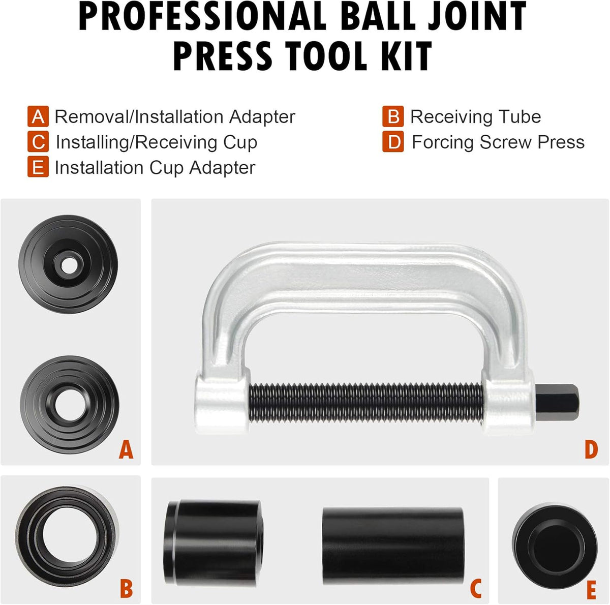 Heavy Duty Ball Joint Press & U Joint Removal Tool Kit with 4wd Adapters O682