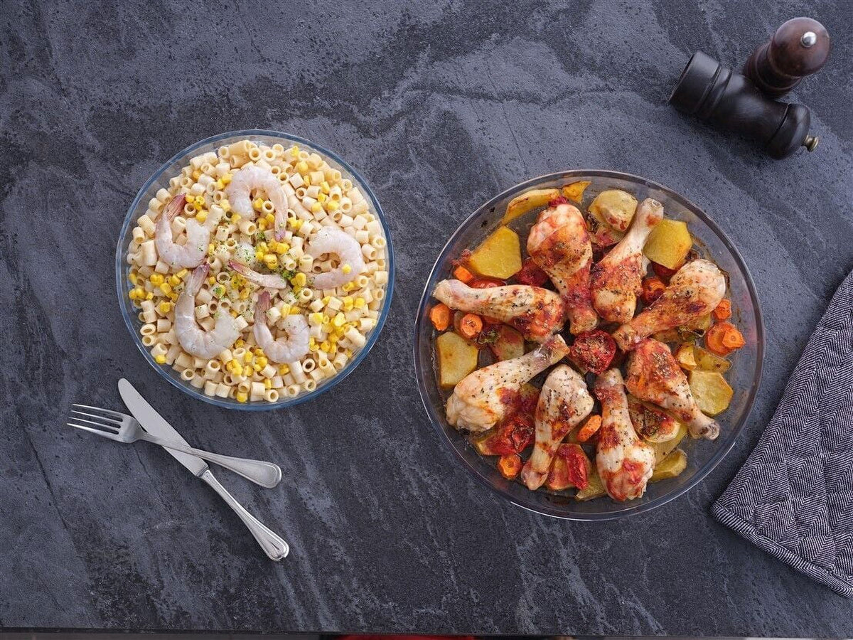 Oven Safe Round Glass Baking Dish Set of 2 N717367