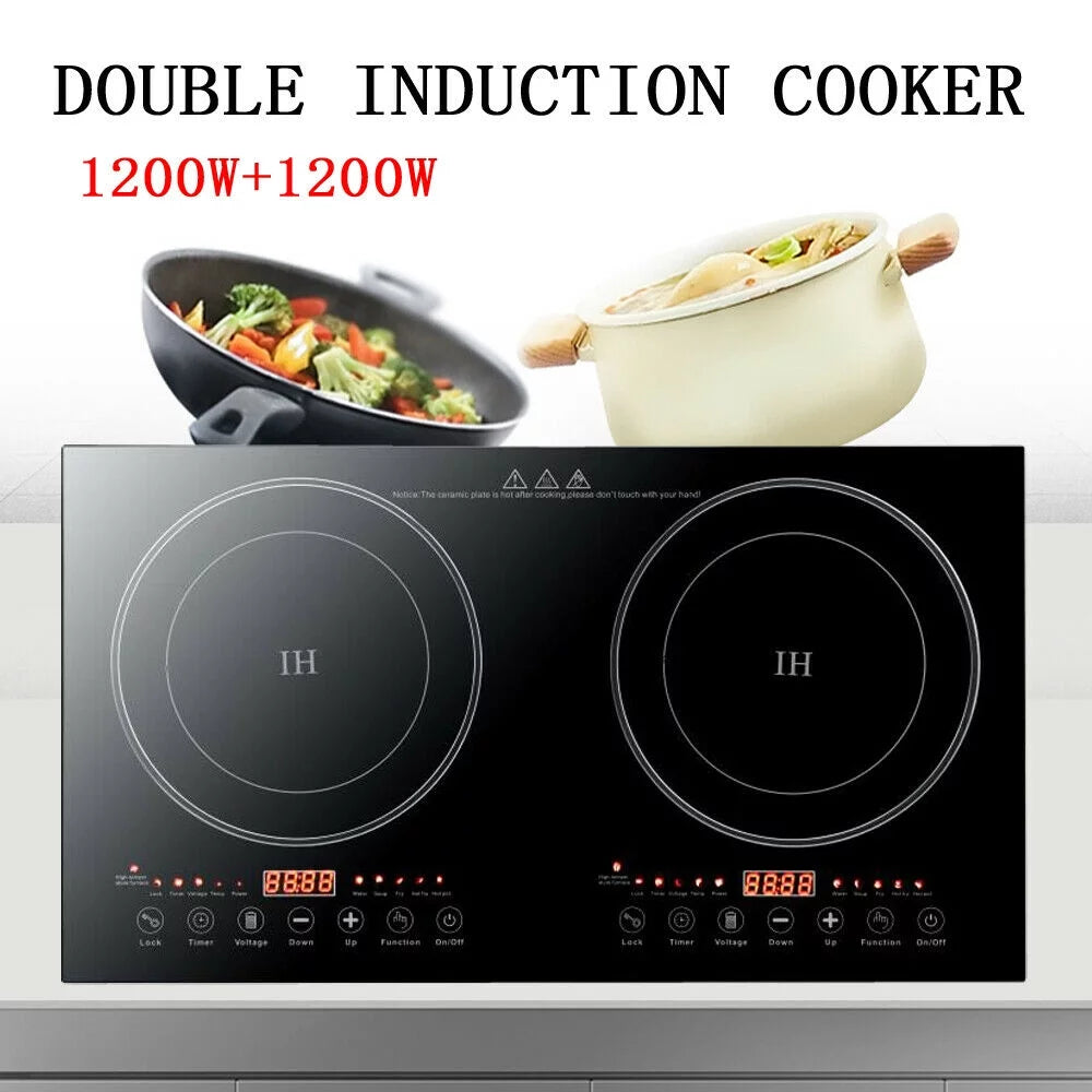2400W Electric Double Burner Cooktop Black L725986