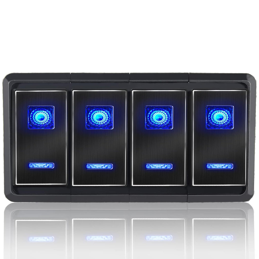 12V/24V 4 Gang Blue LED Toggle Switch Panel Pack of 2 F119039