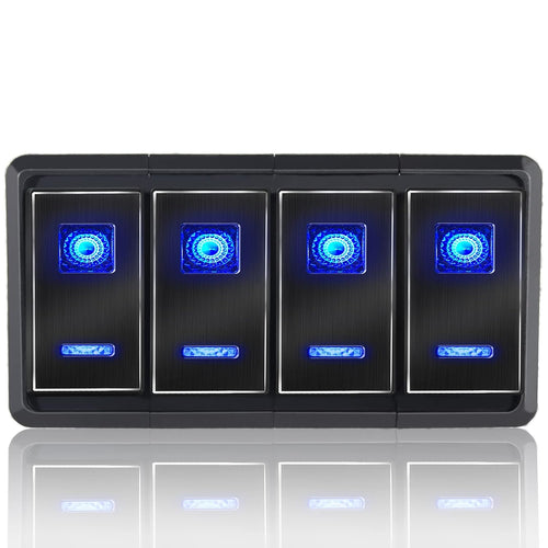 12V/24V 4 Gang Blue LED Toggle Switch Panel Pack of 2 F119039