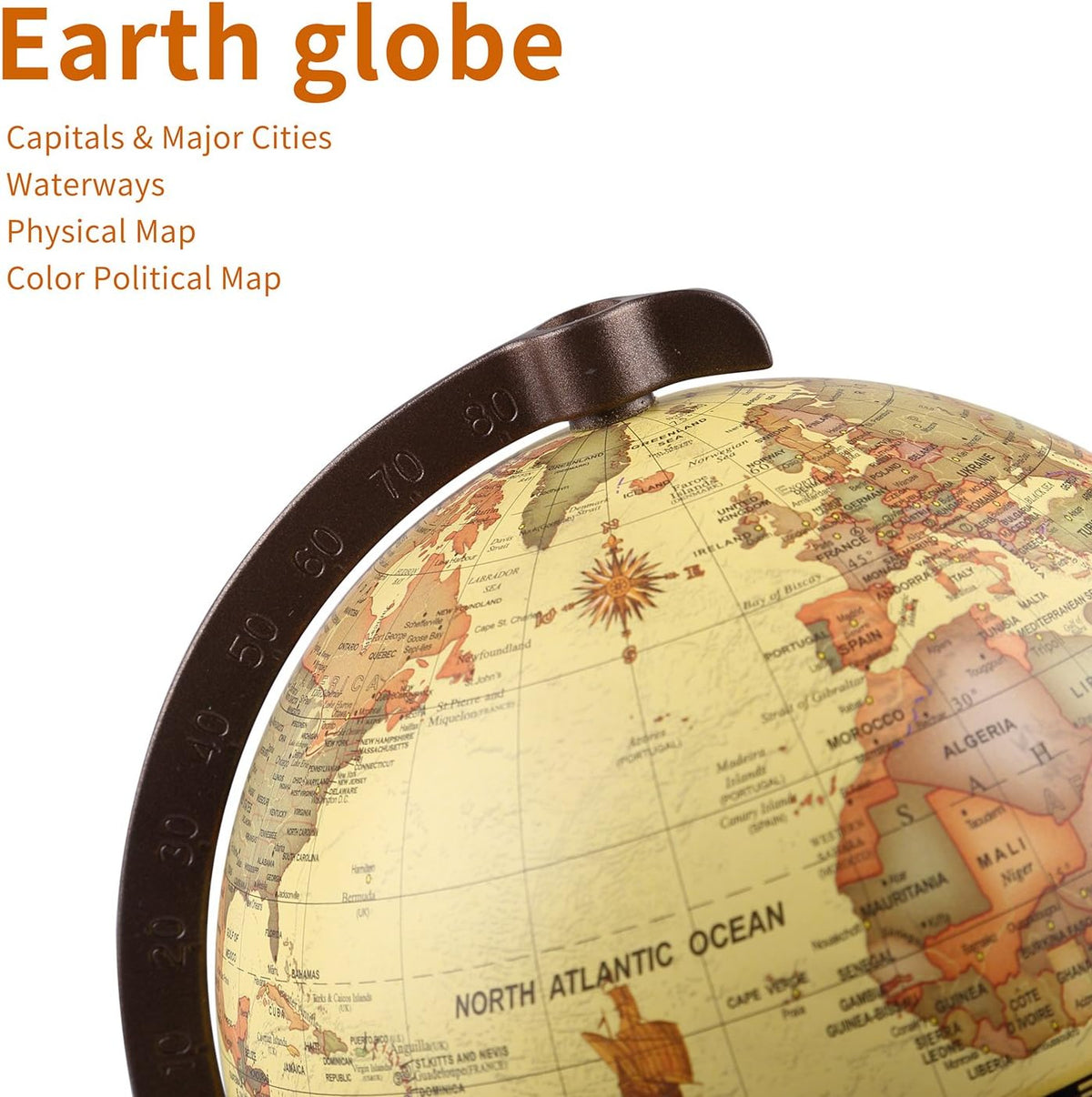 Mini Vintage World Globe with Wooden Stand K237432