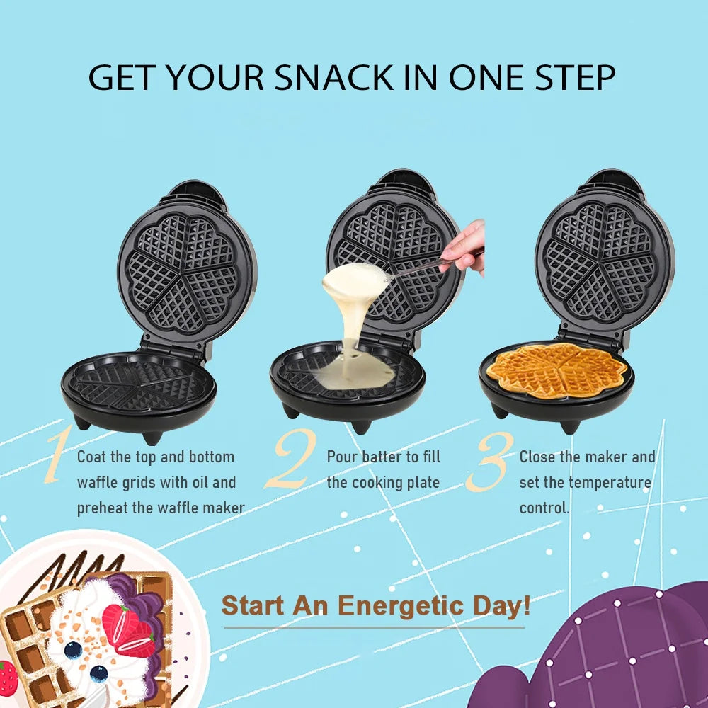 Heart-shaped Waffle Maker 1000w B7697