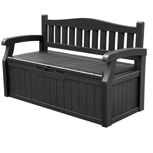 80 Gallon Storage Bench Deck Box Lockable Black F829135