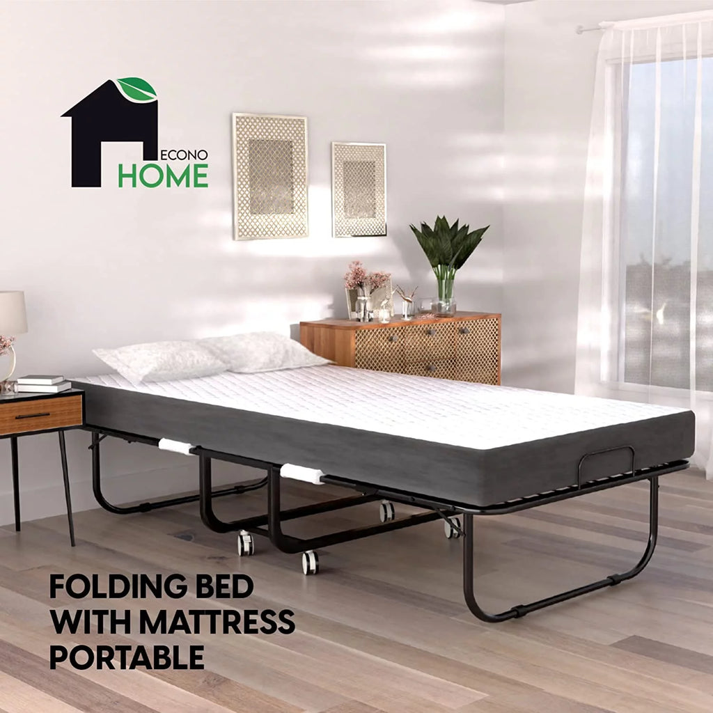 Folding Bed with Mattress 75x38 Cot Size Memory Foam V6489