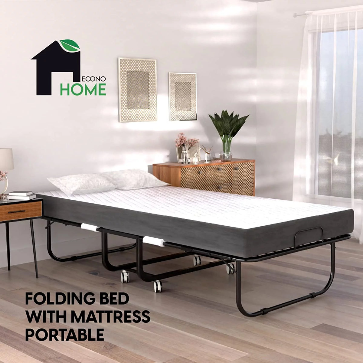 Folding Bed with Mattress 75x38 Cot Size Memory Foam V6489
