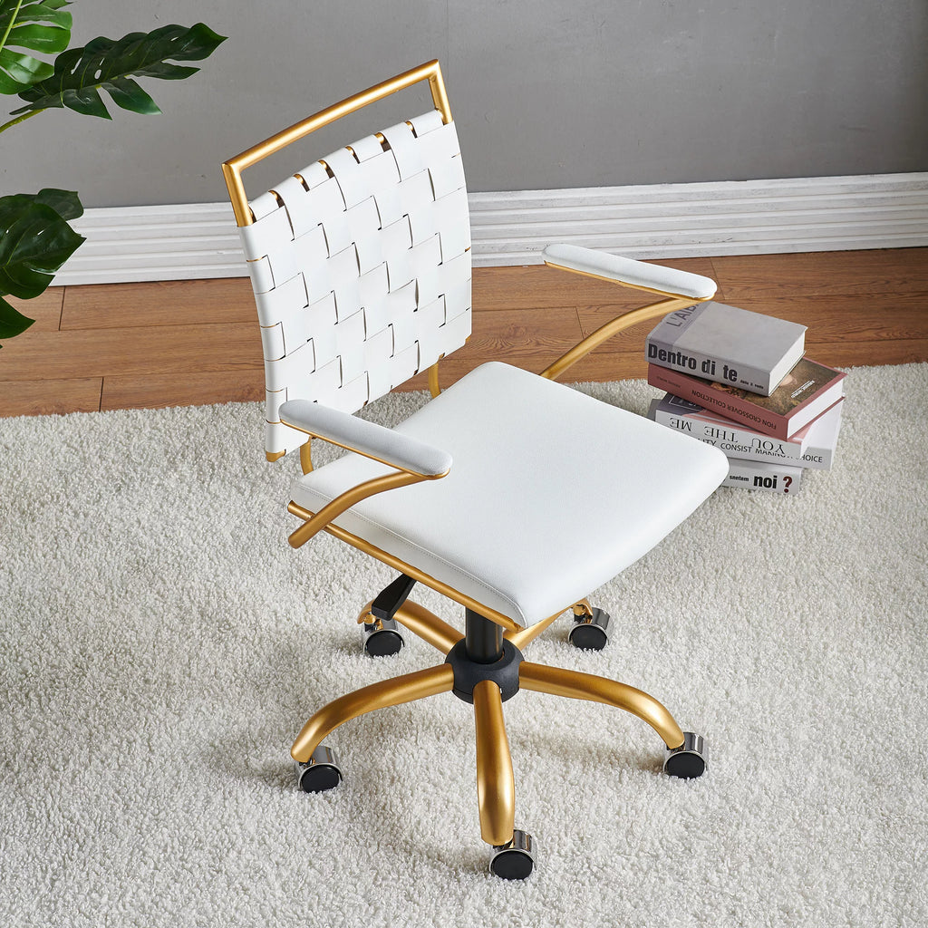 Vegan Leather Ergonomic Swivel Desk Chair I9733