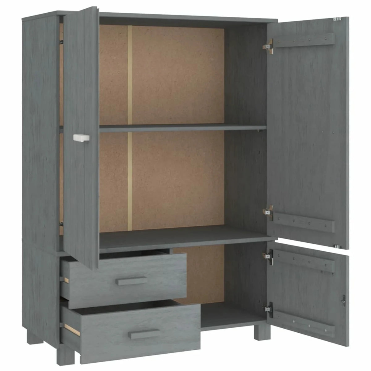 Dark Gray Solid Wood Pine Wardrobe A140174