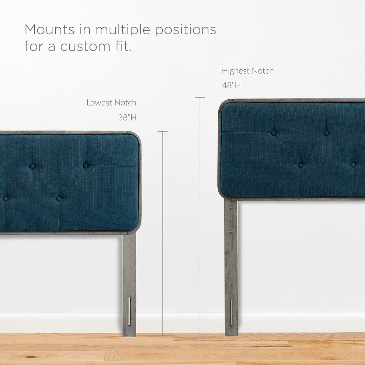 Grey Tufted Fabric Wood Headboard Y24728