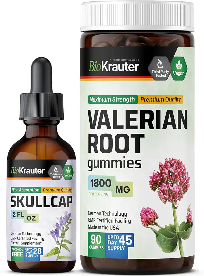 Skullcap Tincture 2 Fl. Oz. & Valerian Root 90 Gummies A1697