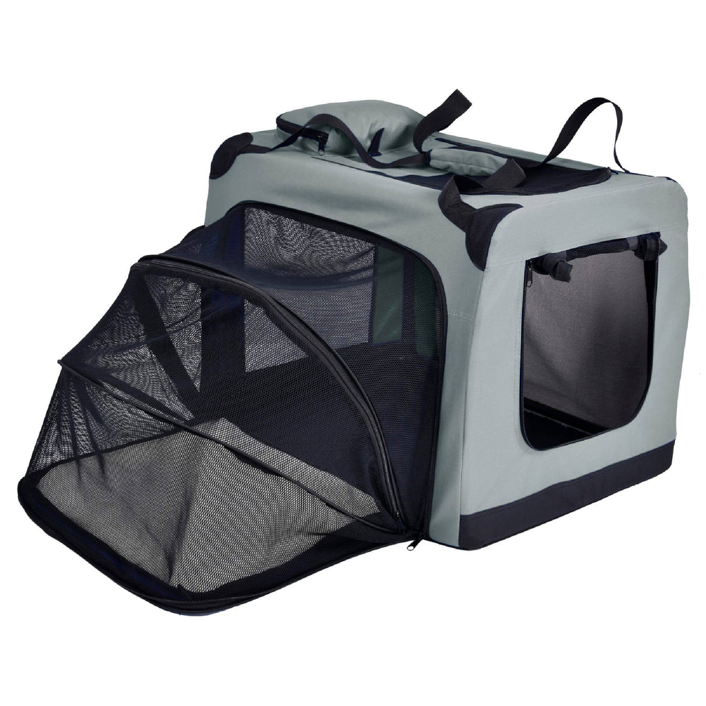 Grey Metal Framed Soft-Folding Dog Crate L8038