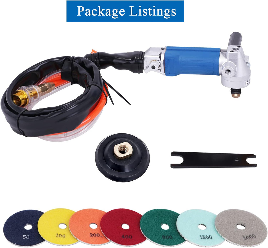 4" Pneumatic Wet Polisher Grinder with 7 Pieces Polishing Pads T557563