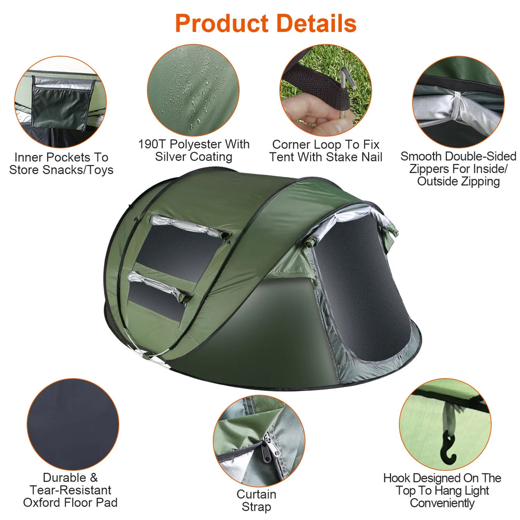 Green Pop Up Dome Tent with Carry Bag X2524