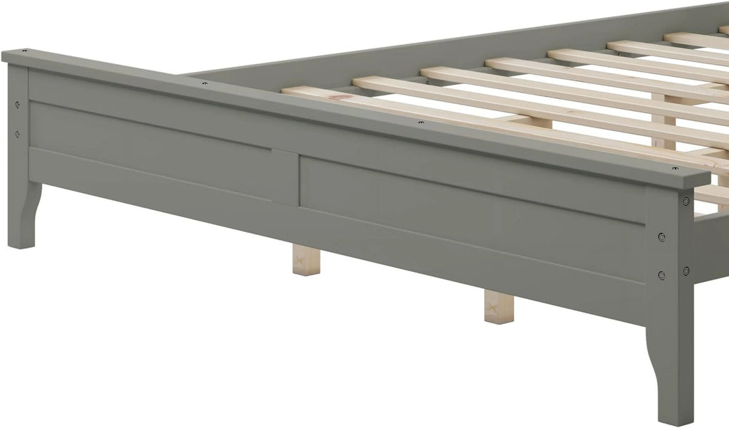 Queen Size Gray Wood Platform Bed Frame with Headboard G97164