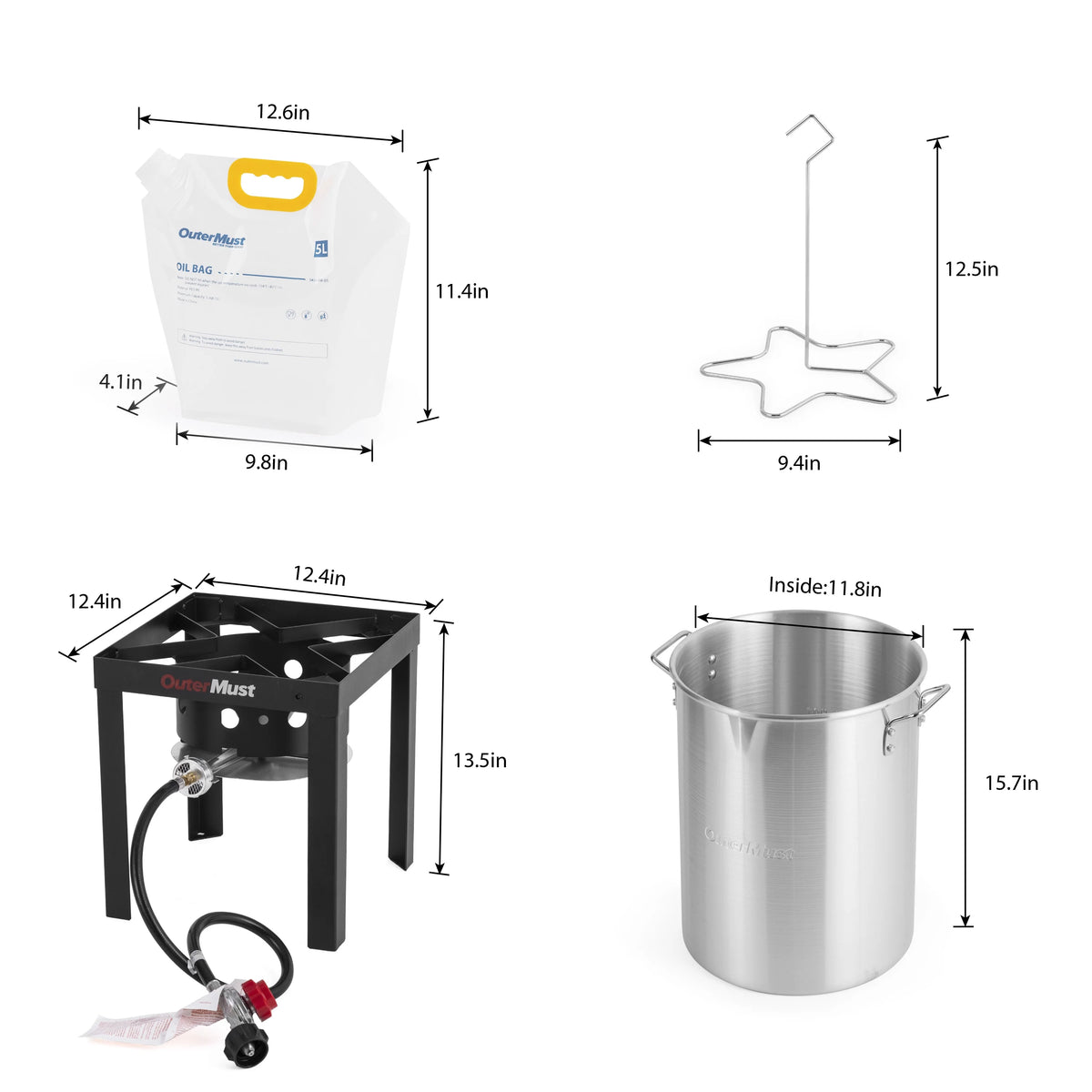 30 Qt Propane Turkey Fryer with Oil Bags S454