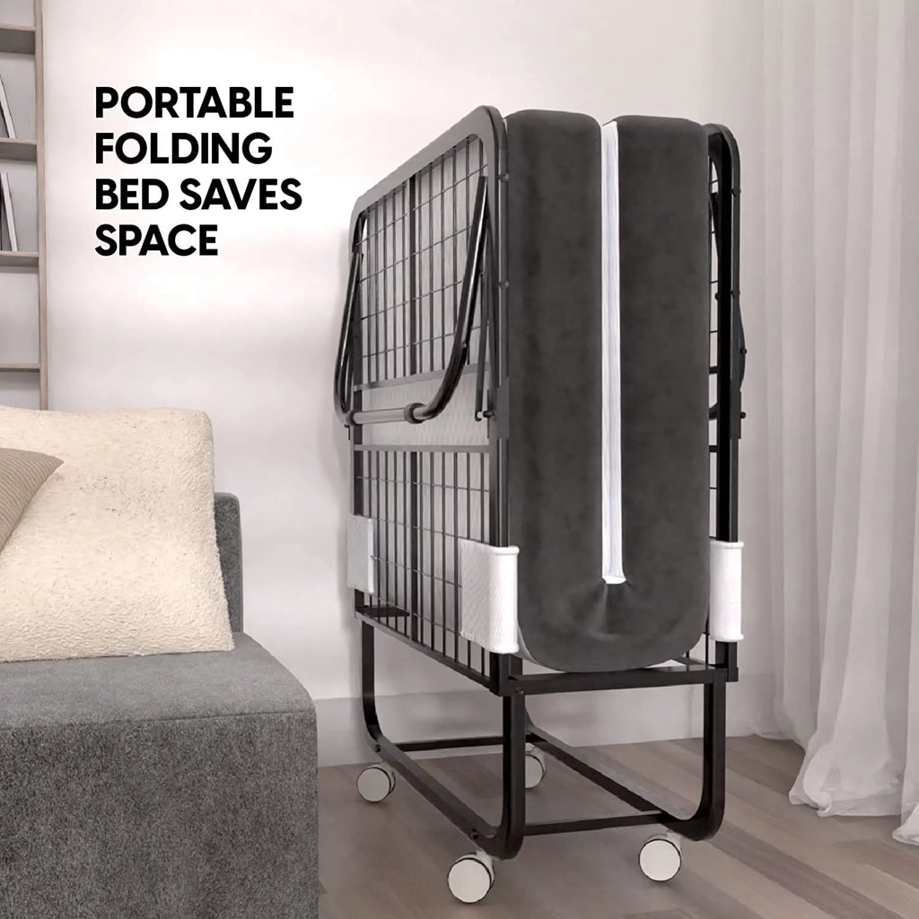 Folding Bed with Mattress 75x38 Cot Size Memory Foam V6489