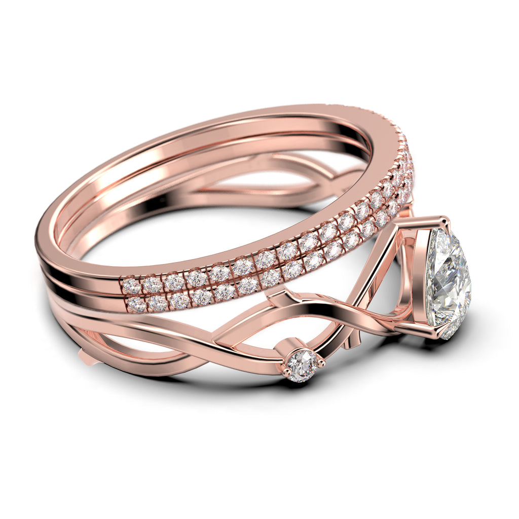 2.10 Carat Pear Cut Moissanite Engagement Ring in 925 Sterling Silver with 18k Rose Gold Plating U473