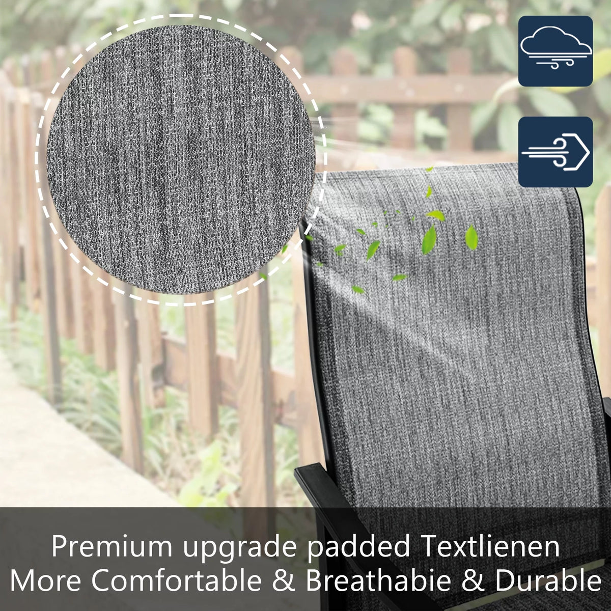 Grey White Set of 2 High Back Padded Swivel Patio Chairs Y6411