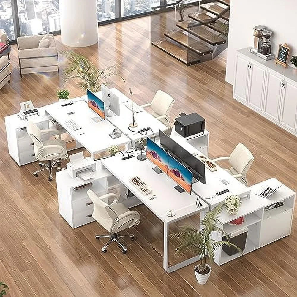 L Shaped Desk with File Cabinet 55 Inch Espresso S551