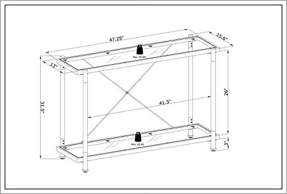 Console Sofa Table with Glass Tabletop and Acrylic Legs F9489