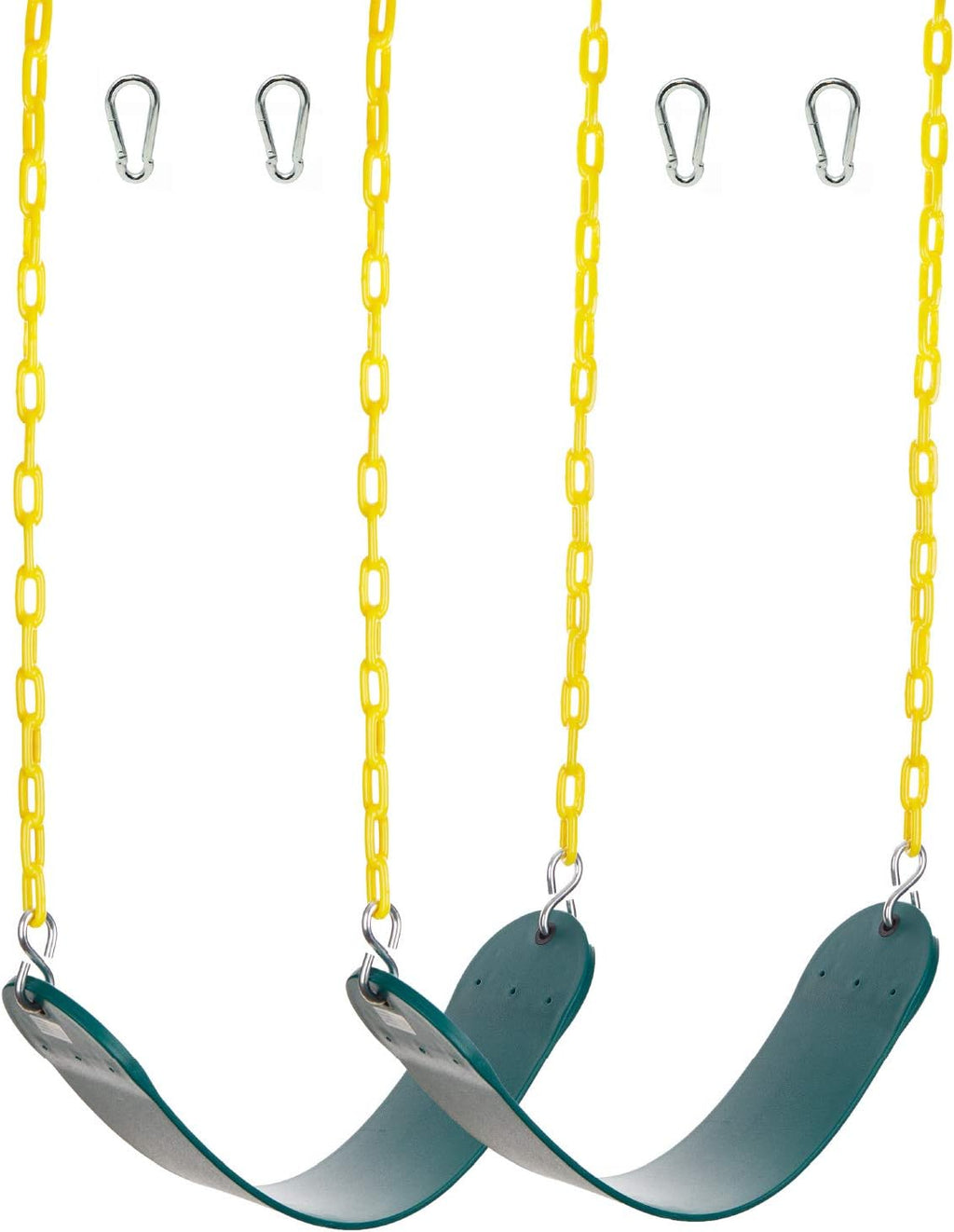 Red Pack of 2 Heavy Duty Swing Seat Replacement with Plastic Coated Chain and Carabiners I2073