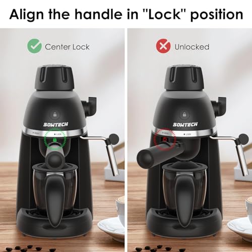 Black 3.5 Bar Espresso Coffee Machine with Steam Milk Frother T568