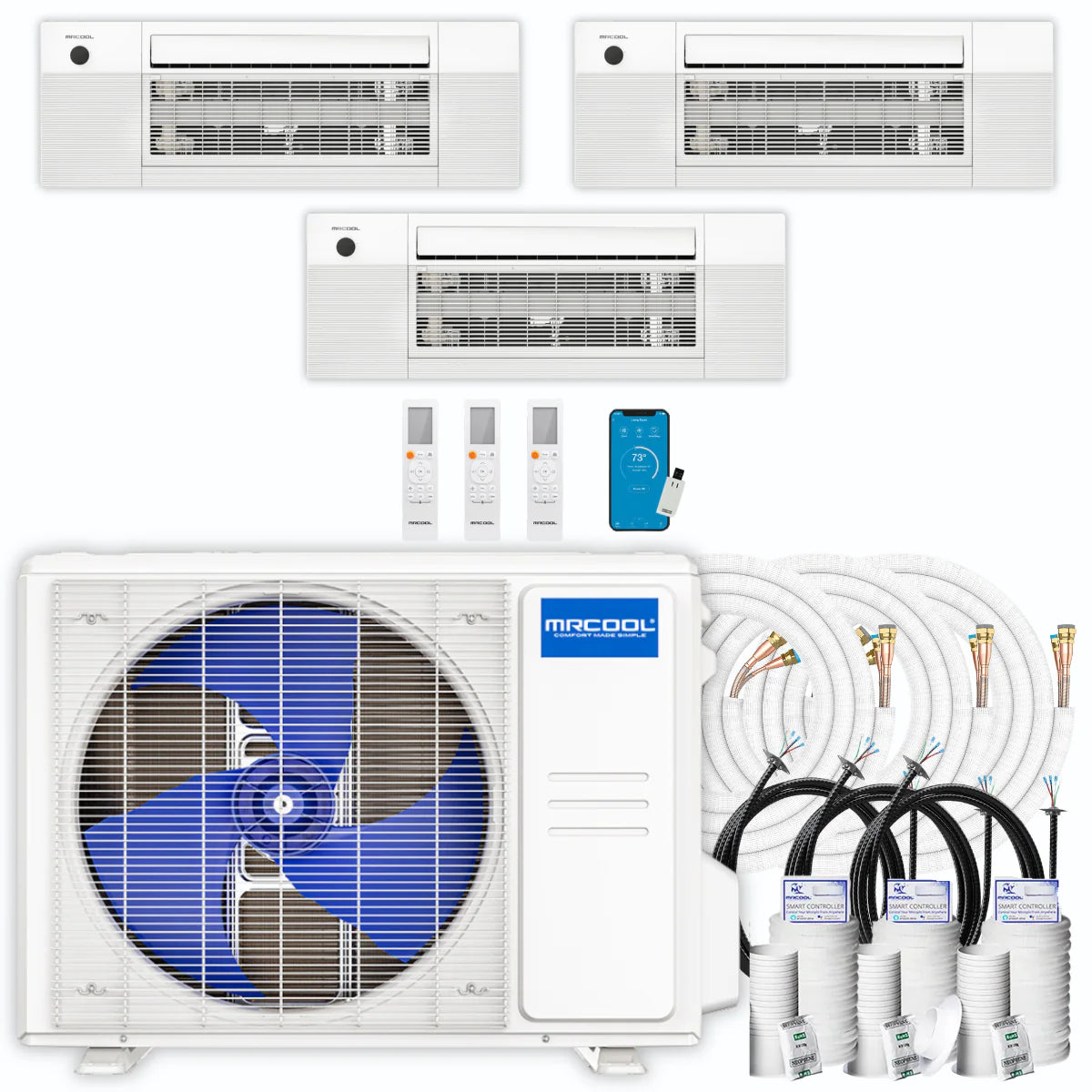 30,000 BTU 3 Zone Ceiling Cassette Ductless Air Conditioner and Heat Pump S9010