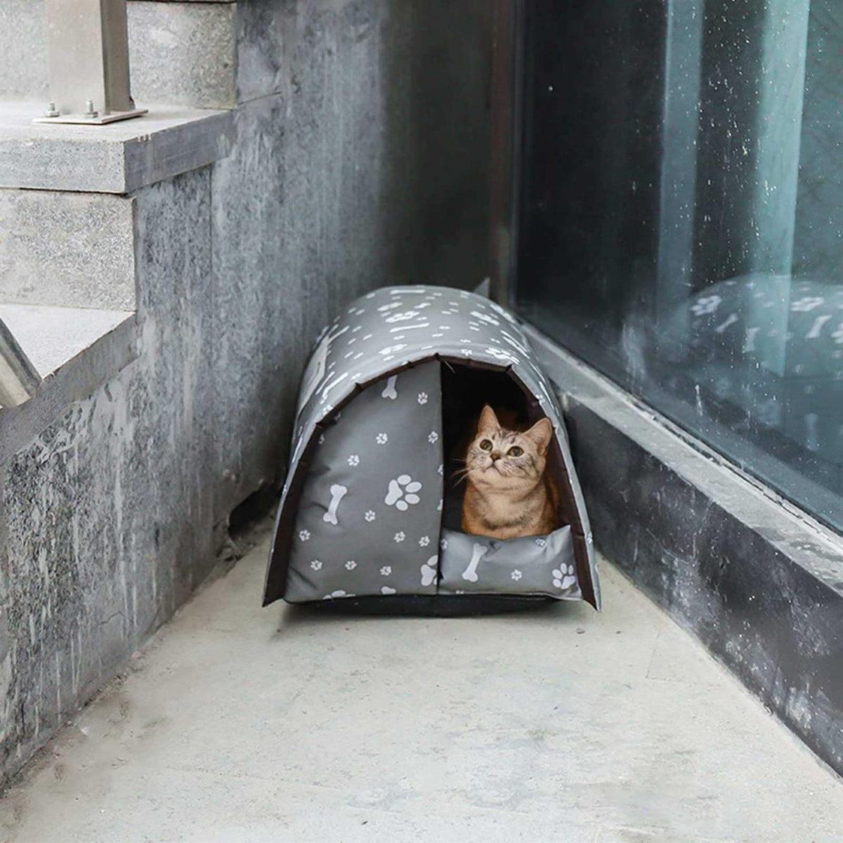 Weatherproof Foldable Cotton Filled Cat House S448457
