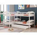 Twin L-Shaped Solid Wood Bunk Bed with Trundle M7988