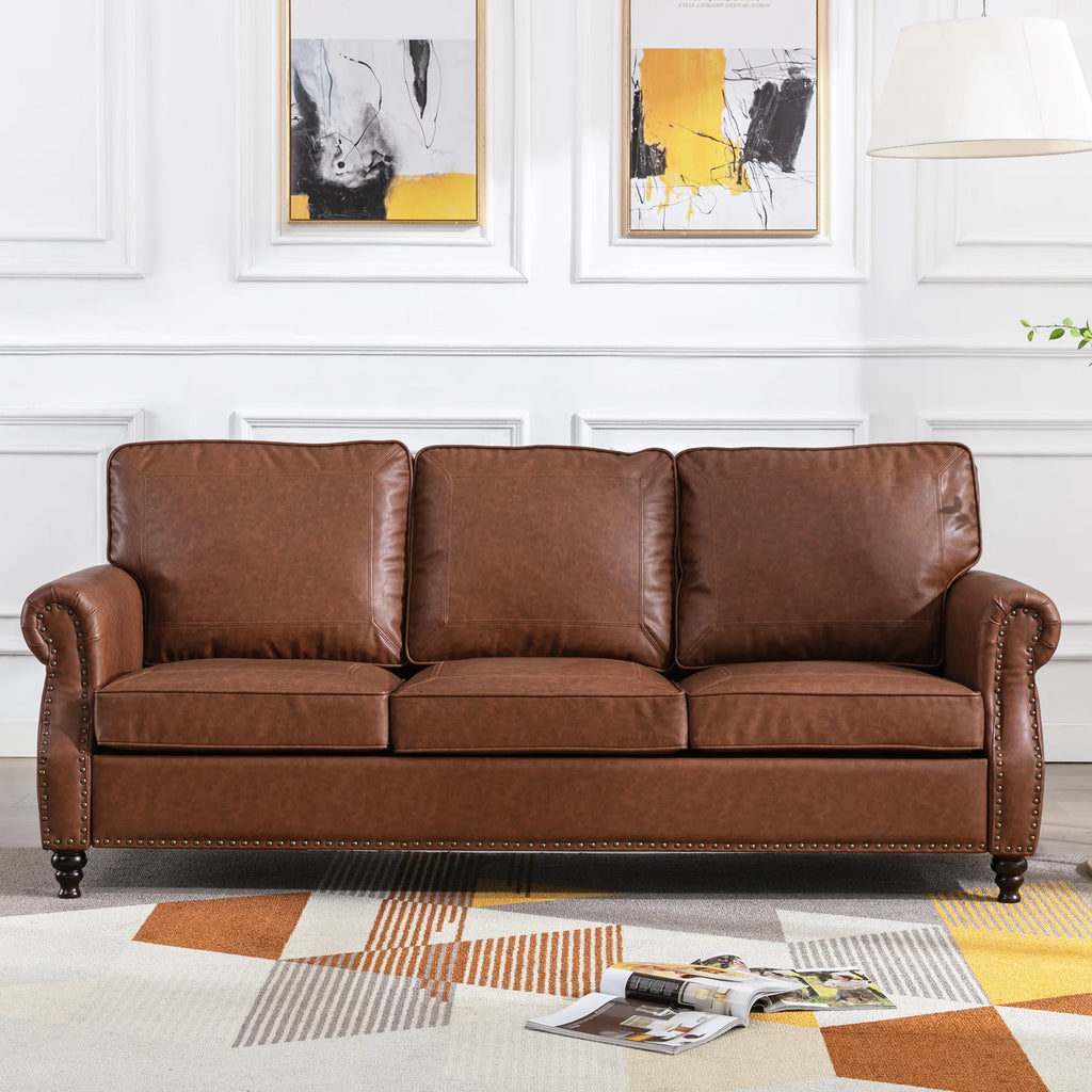 80" Faux Leather 3-Seater Sofa Couch S141