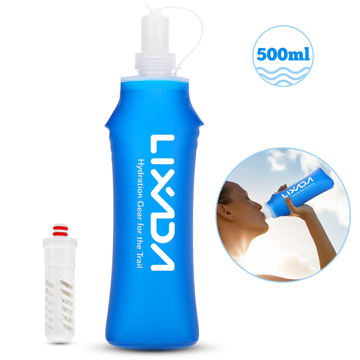 500 ML Portable Soft Water Bottle with Filter K2831