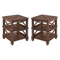 21" Square Wood End Table with Two Shelves Set of 2 G51292
