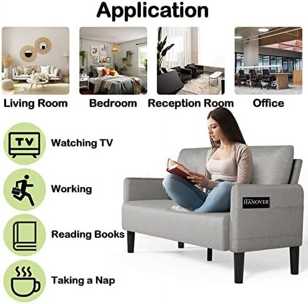 Compact 2-Seat Fabric Loveseat Sofa with USB Charging Ports D586517